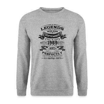 35ème Anniversaire Légende Septembre 1989 Millésime 89 - Sweat-shirt Unisexe - gris chiné - Devant - Alina (178cm) & Michal (187cm)