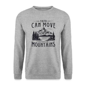 Faith can move Mountains, Christian gift. - Unisex Sweatshirt - salt & pepper - Front - Alina (178cm) & Michal (187cm)