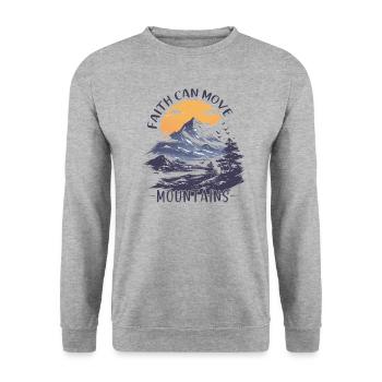 Faith can move Mountains, Christian gift. - Unisex Sweatshirt - salt & pepper - Front - Alina (178cm) & Michal (187cm)