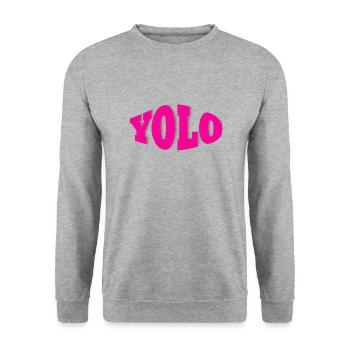 YOLO pink - Unisex Pullover - Weißgrau meliert - Vorne - Alina (178cm) & Michal (187cm)