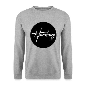 Hamburg T-Shirt HH Kreis Vintage Geschenk - Unisex Pullover - Weißgrau meliert - Vorne - Alina (178cm) & Michal (187cm)