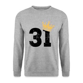 31 Crown 31e anniversaire 31 ans - Sweat-shirt Unisexe - gris chiné - Devant - Alina (178cm) & Michal (187cm)