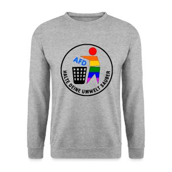 Fck afd - halte deine umwelt sauber - Unisex Pullover - Weißgrau meliert - Vorne - Alina (178cm) & Michal (187cm)