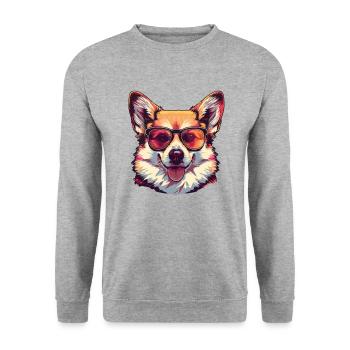 Corgi gallois Pembroke - Sweat-shirt Unisexe - gris chiné - Devant - Alina (178cm) & Michal (187cm)