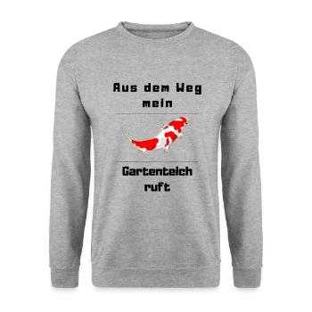 Aus den Weg mein Gartenteich ruft .Tolles T-Shirt - Unisex Pullover - Weißgrau meliert - Vorne - Alina (178cm) & Michal (187cm)