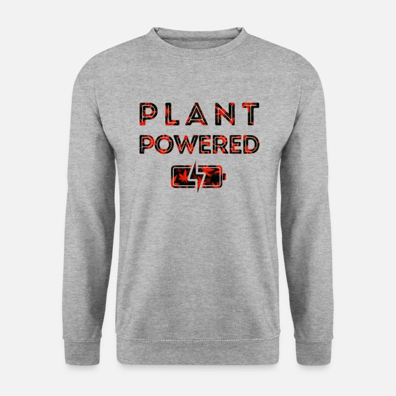 Plant Powered - rot - Unisex Pullover - Weißgrau meliert