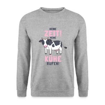 Kühe Kuh Schädel Oberteil Landwirtschaft Geschenke - Unisex Pullover - Weißgrau meliert - Vorne - Alina (178cm) & Michal (187cm)