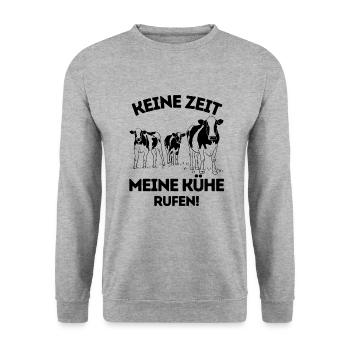 Kühe Kuh Schädel Oberteil Landwirtschaft Geschenke - Unisex Pullover - Weißgrau meliert - Vorne - Alina (178cm) & Michal (187cm)
