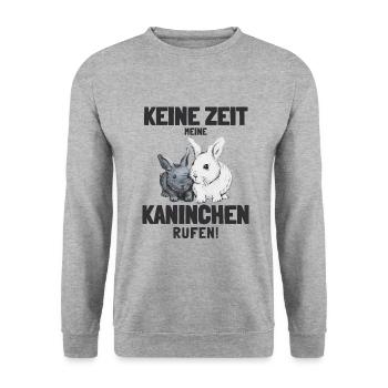 Zwergkaninchen Kaninchen Häschen Haustier Geschenk - Unisex Pullover - Weißgrau meliert - Vorne - Alina (178cm) & Michal (187cm)