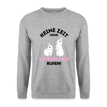 Zwergkaninchen Kaninchen Häschen Haustier Geschenk - Unisex Pullover - Weißgrau meliert - Vorne - Alina (178cm) & Michal (187cm)
