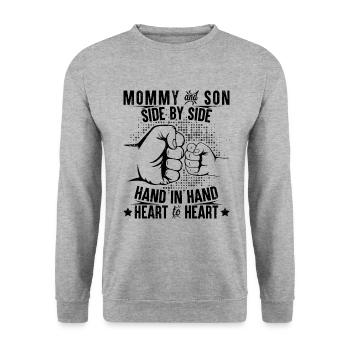 Mommy and son heart to heart - Unisex Pullover - Weißgrau meliert - Vorne - Alina (178cm) & Michal (187cm)