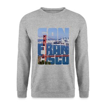 San Francisco America USA Golden Gate Bridge - Unisex Sweatshirt - salt & pepper - Front - Alina (178cm) & Michal (187cm)