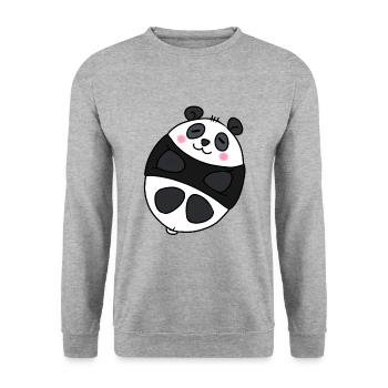 Süßer Panda - Unisex Pullover - Weißgrau meliert - Vorne - Alina (178cm) & Michal (187cm)