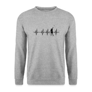 Heartbeat ECG Tennis Women's Women Girls - Unisex Sweatshirt - salt & pepper - Front - Alina (178cm) & Michal (187cm)