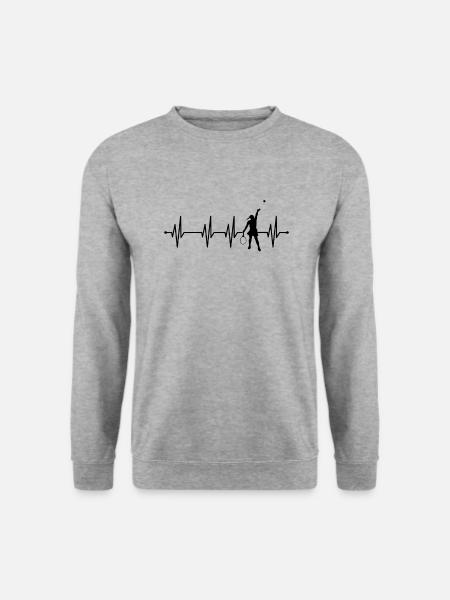 Herzschlag EKG Tennis Damen Frauen Mädchen - Unisex Pullover - Weißgrau meliert