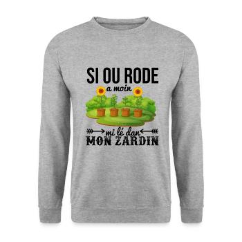 Design Jardinier ile de la réunion - Sweat-shirt Unisexe - gris chiné - Devant - Alina (178cm) & Michal (187cm)