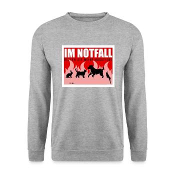 Rette meine Haustiere Notfall Hinweis Tierhalter - Unisex Pullover - Weißgrau meliert - Vorne - Alina (178cm) & Michal (187cm)