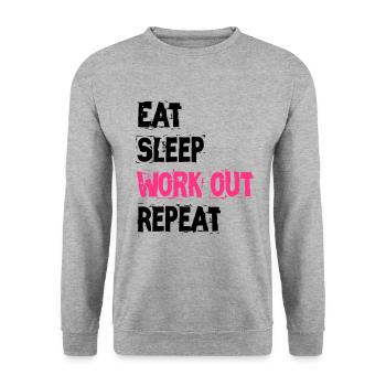 EAT SLEEP WORK OUT REPEAT - Unisex Sweatshirt - salt & pepper - Front - Alina (178cm) & Michal (187cm)