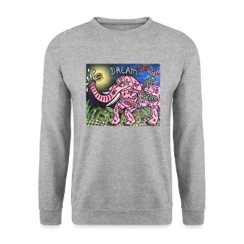 Der rosa Elefant - Unisex Pullover - Weißgrau meliert - Vorne - Alina (178cm) & Michal (187cm)