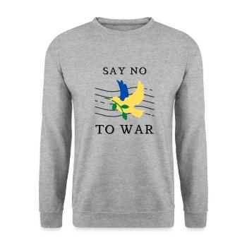 Say no to war say yes to peace - Unisex Pullover - Weißgrau meliert - Vorne - Alina (178cm) & Michal (187cm)