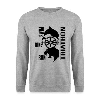 Triathlète triathlon « natation-vélo-course » - Sweat-shirt Unisexe - gris chiné - Devant - Alina (178cm) & Michal (187cm)