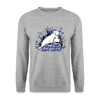Manati Mermaid - Meerjungfrau Seekuh - Unisex Pullover - Weißgrau meliert - Vorne - Alina (178cm) & Michal (187cm)