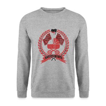 Antifa Racer Poussette - Sweat-shirt Unisexe - gris chiné - Devant - Alina (178cm) & Michal (187cm)