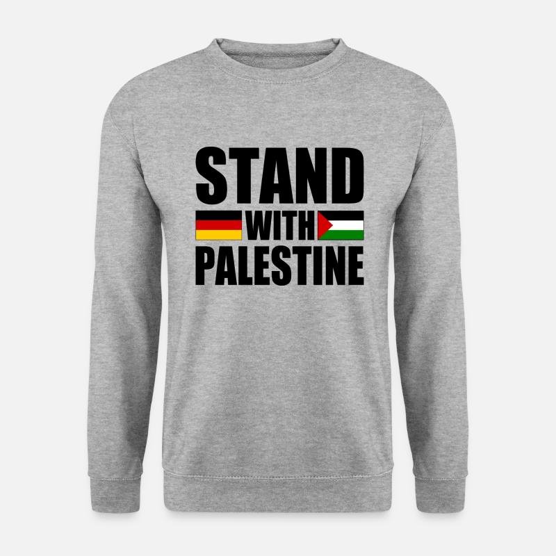 Stand with palestine - Unisex Pullover - Weißgrau meliert