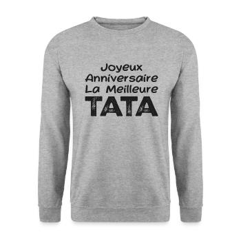 Joyeux Anniversaire La meilleure Tata - Sweat-shirt Unisexe - gris chiné - Devant - Alina (178cm) & Michal (187cm)