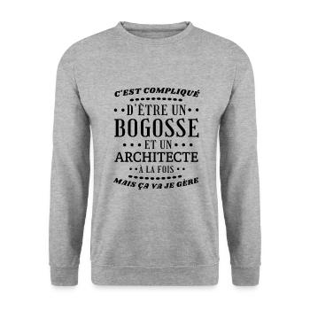 Bogosse architecte - Sweat-shirt Unisexe - gris chiné - Devant - Alina (178cm) & Michal (187cm)