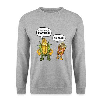 I Am Your Father Popcorn - Unisex Sweatshirt - salt & pepper - Front - Alina (178cm) & Michal (187cm)