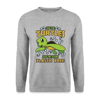Save the turtles - Unisex Sweatshirt - salt & pepper - Front - Alina (178cm) & Michal (187cm)