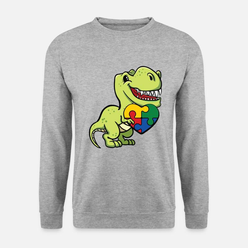 Autismus Dinosaurier - Unisex Pullover - Weißgrau meliert