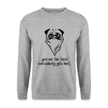Carlin Dog Bandana Raid Pug - Sweat-shirt Unisexe - gris chiné - Devant - Alina (178cm) & Michal (187cm)