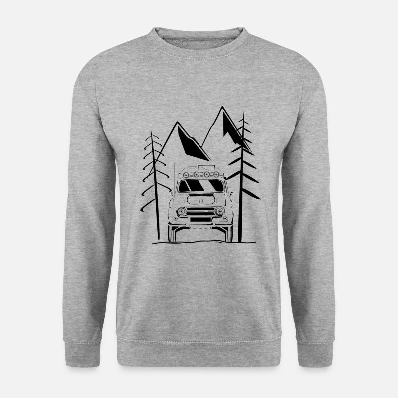 WINTER ADVENTURE - Auto im Wald - Unisex Pullover - Weißgrau meliert