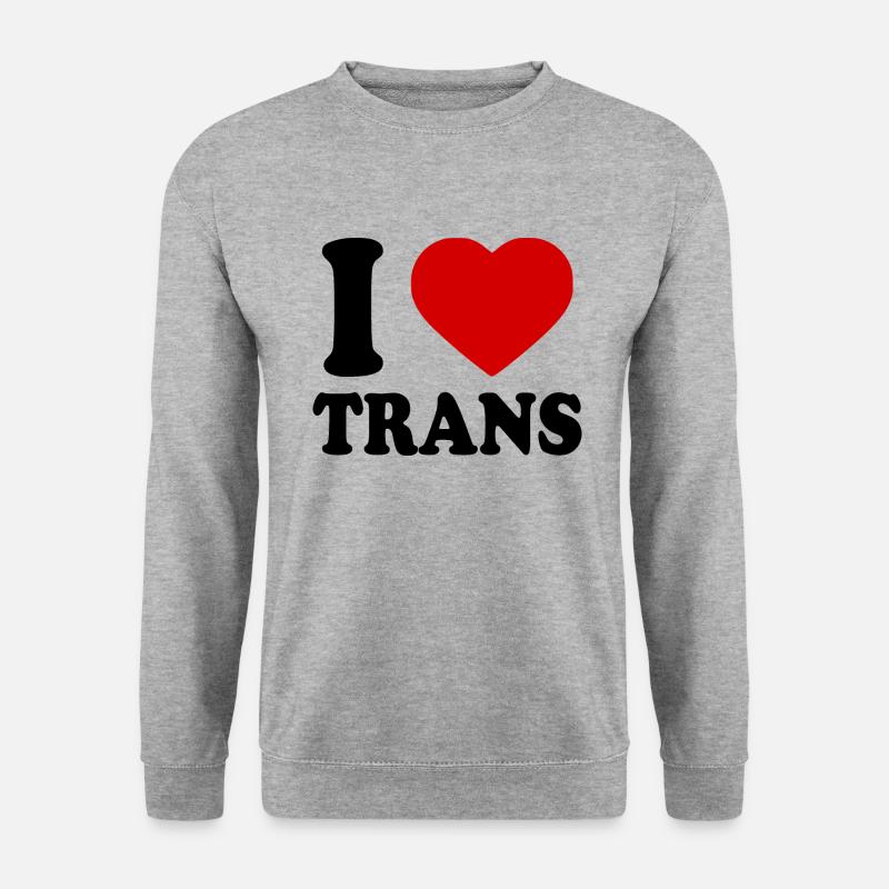 I love trans - Unisex Pullover - Weißgrau meliert