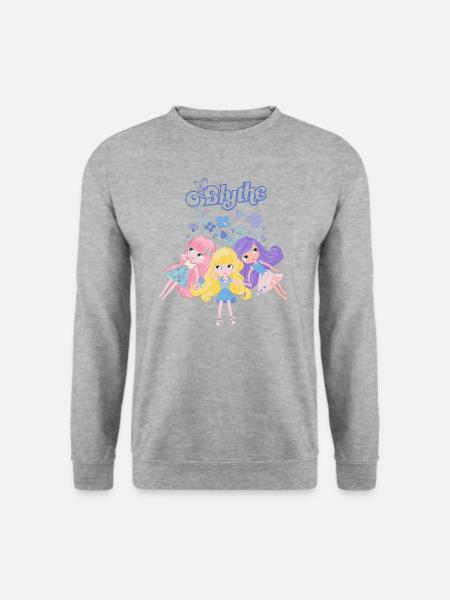 Blythe dukker på blomstereng - Unisex sweater - hvidgrå meleret