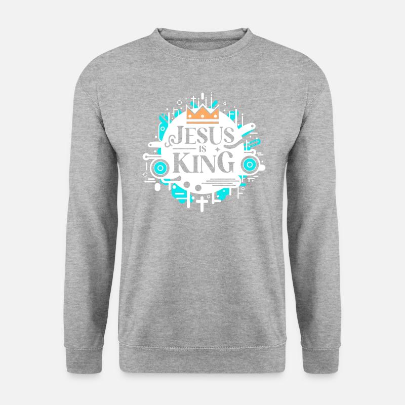 Jesus ist König - Unisex Pullover - Weißgrau meliert
