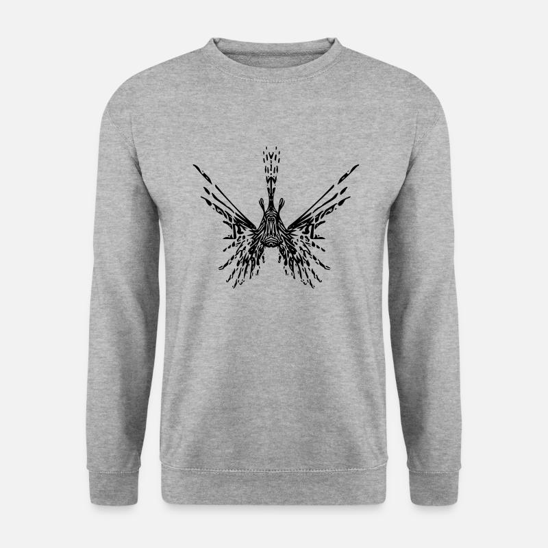 Feuerfisch / Lionfish - Unisex Pullover - Weißgrau meliert