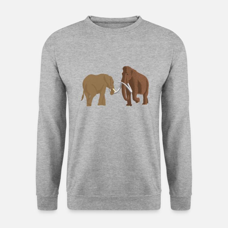 Elefant, Mammut Wollmammut aus der Steinzeit - Unisex Pullover - Weißgrau meliert
