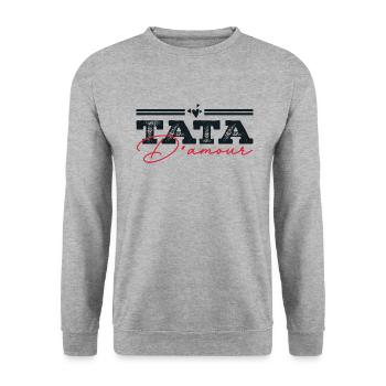 Tata d'amour Humour Cadeau - Sweat-shirt Unisexe - gris chiné - Devant - Alina (178cm) & Michal (187cm)