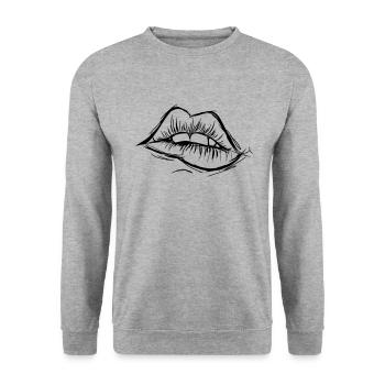 Sexy lips to fall in love with, gift idea - Unisex Sweatshirt - salt & pepper - Front - Alina (178cm) & Michal (187cm)