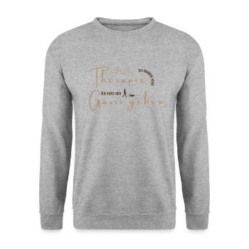 Meine Therapie ist Gassi gehen - Unisex Pullover - Weißgrau meliert - Vorne - Alina (178cm) & Michal (187cm)