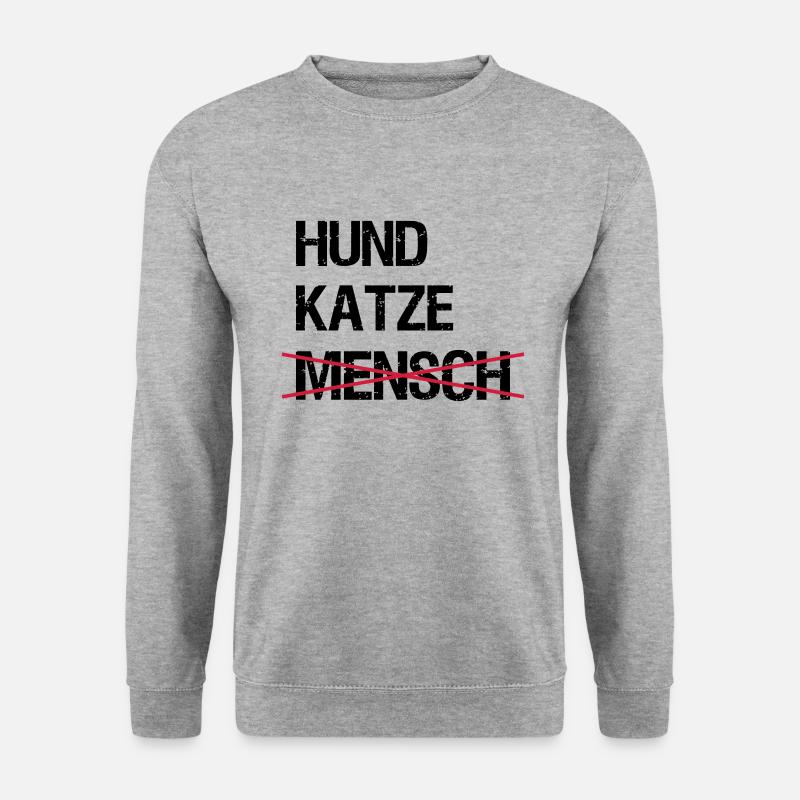 Hund Katze Mensch - Unisex Pullover - Weißgrau meliert