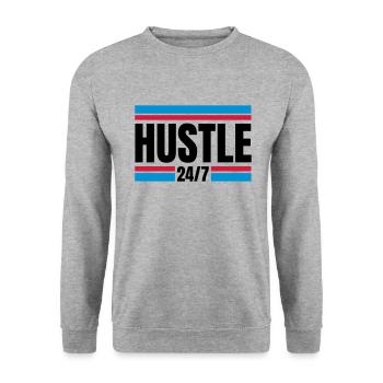 HUSTLE 24/7 - Unisex Pullover - Weißgrau meliert - Vorne - Alina (178cm) & Michal (187cm)