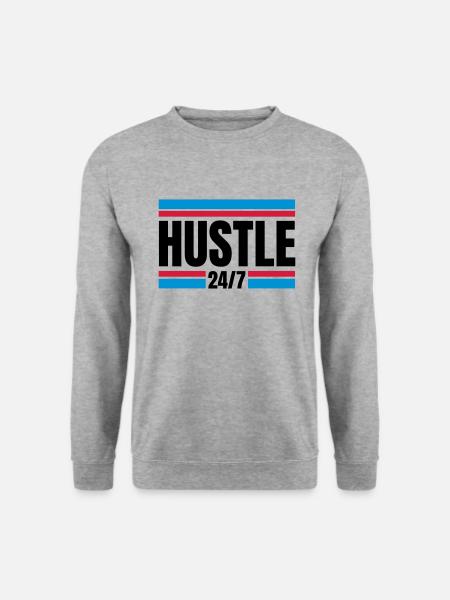 HUSTLE 24/7 - Unisex Pullover - Weißgrau meliert