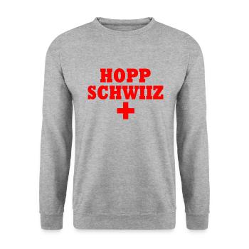 Hopp schwiiz - Sweat-shirt Unisexe - gris chiné - Devant - Alina (178cm) & Michal (187cm)