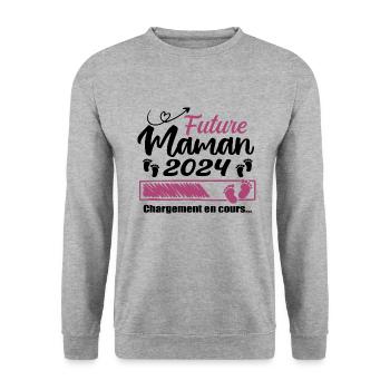 Future Maman 2024 Chargement En Cours - Cadeau - Sweat-shirt Unisexe - gris chiné - Devant - Alina (178cm) & Michal (187cm)