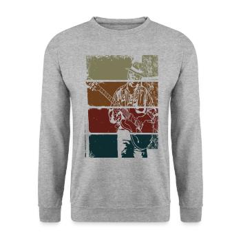Vintage Blues Gitarrist - Unisex Pullover - Weißgrau meliert - Vorne - Alina (178cm) & Michal (187cm)