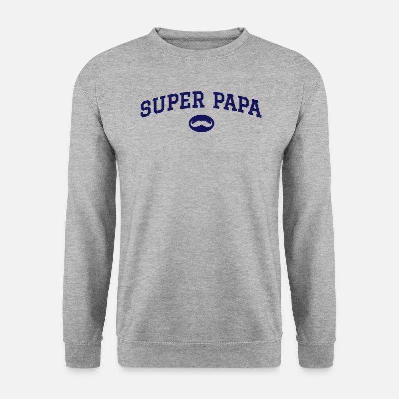 Super Papa Schnurrbart - Unisex Pullover - Weißgrau meliert